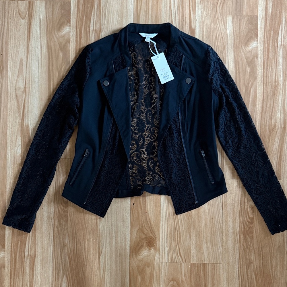 Candie's Black Lace Sleeve Blazer Jacket